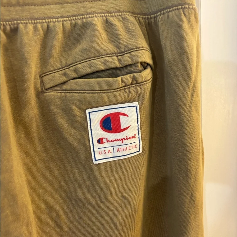 Mens Champion washed Tan Cargo Sweatpants - Casual Drawstring Joggers Sz XL
